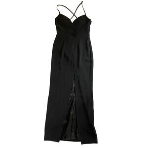 Vintage Niteline della roufogali black evening gown long dress slit 6 sexy
